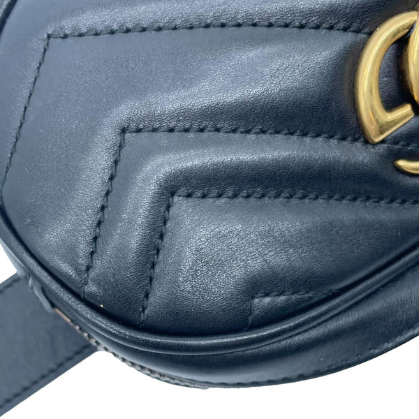 GUCCI GG Marmont Matelasse Leather Belt Bag Black 476434