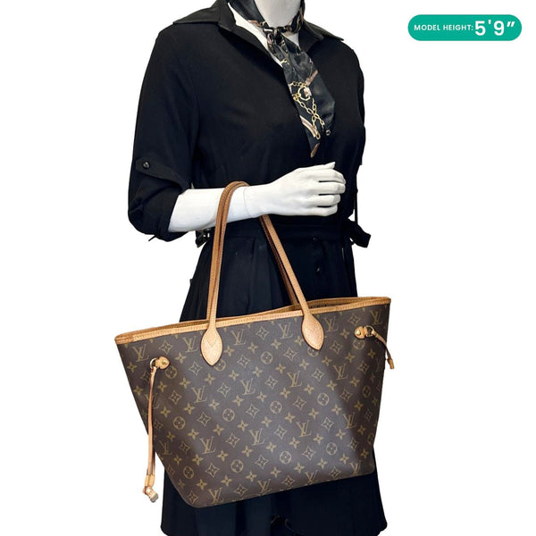 LOUIS VUITTON Neverfull MM Monogram Canvas Tote Bag Brown