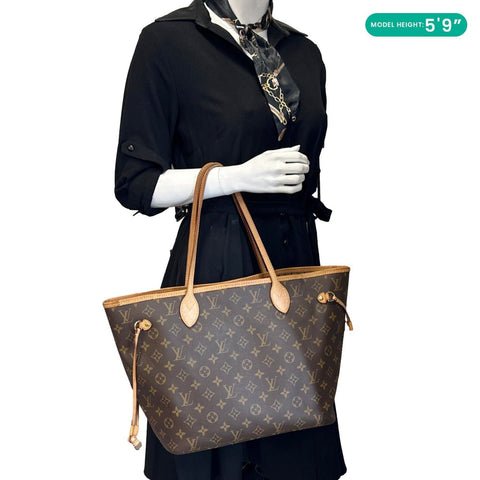 LOUIS VUITTON Neverfull MM Monogram Canvas Tote Bag Brown