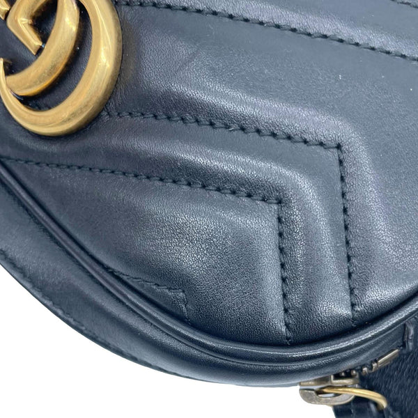 GUCCI GG Marmont Matelasse Leather Belt Bag Black 476434