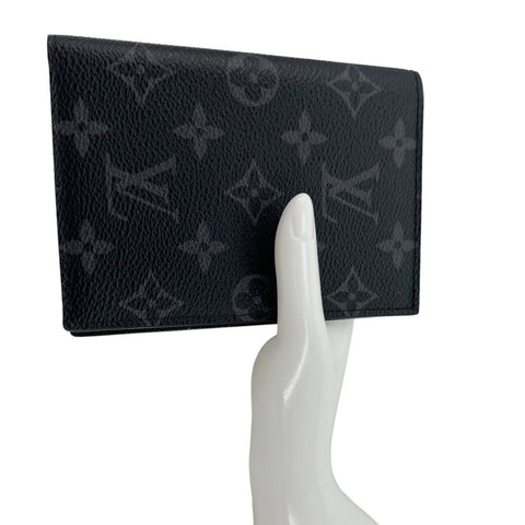 LOUIS VUITTON Monogram Eclipse Canvas Passport Cover Black