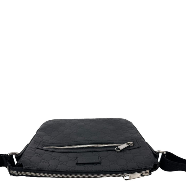 GUCCI GG Signature Leather Messenger Bag Black 406410