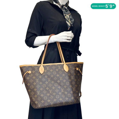LOUIS VUITTON Neverfull MM Monogram Canvas Tote Bag Brown