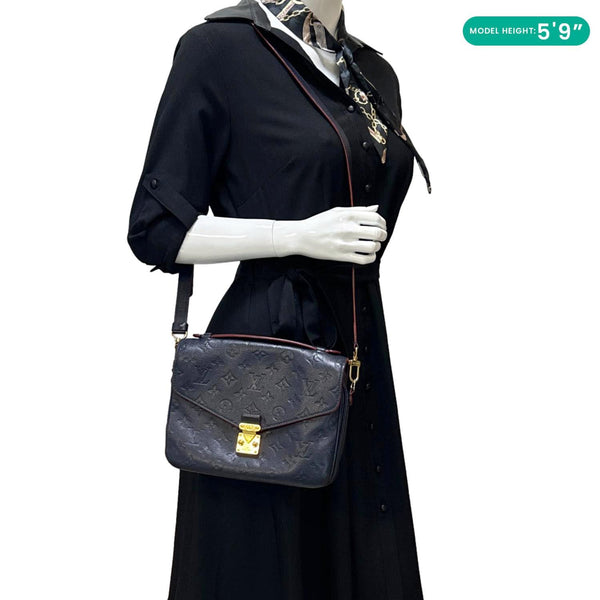 LOUIS VUITTON Metis Pochette Empreinte Leather Crossbody Bag Navy Blue