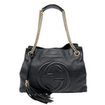 GUCCI Soho Pebbled Leather Shoulder Bag Black 308982