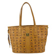 MCM Reversible Liz Medium Visetos Canvas Shopper Tote Bag Cognac