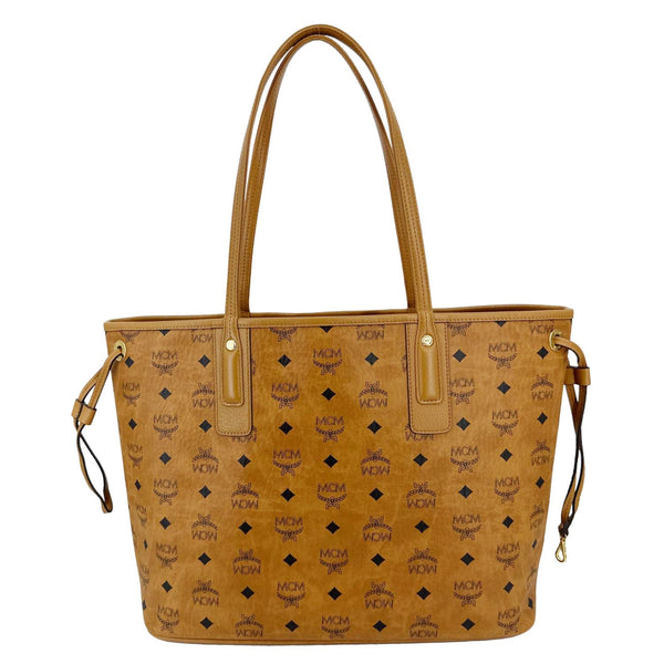 MCM Reversible Liz Medium Visetos Canvas Shopper Tote Bag Cognac