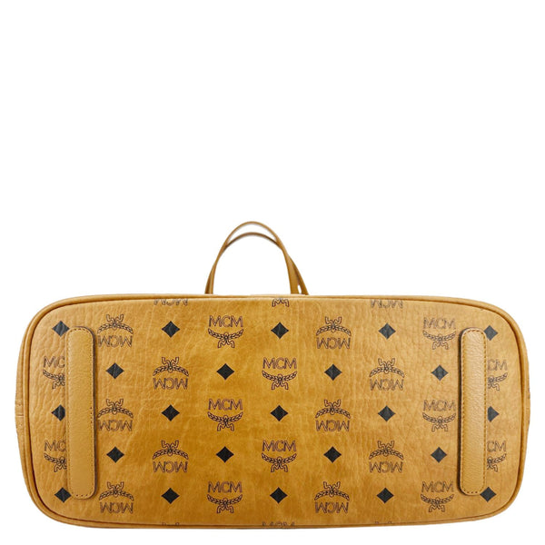 MCM Reversible Liz Medium Visetos Canvas Shopper Tote Bag Cognac