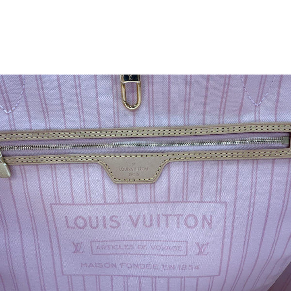 LOUIS VUITTON Neverfull GM Damier Azur Tote Shoulder Bag Rose Ballerine