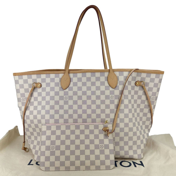 LOUIS VUITTON Neverfull GM Damier Azur Tote Shoulder Bag Rose Ballerine