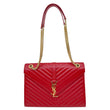 YVES SAINT LAURENT Envelope Flap Chevron Grain De Poudre Chain Shoulder Bag Red