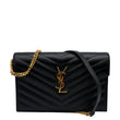 Yves Saint Laurent  Cassandra Matelasse Grain De Poudre Chain Wallet Black