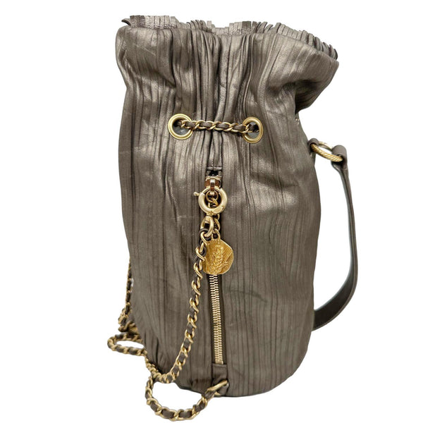 CHANEL Coco Pleats Leather Backpack Copper