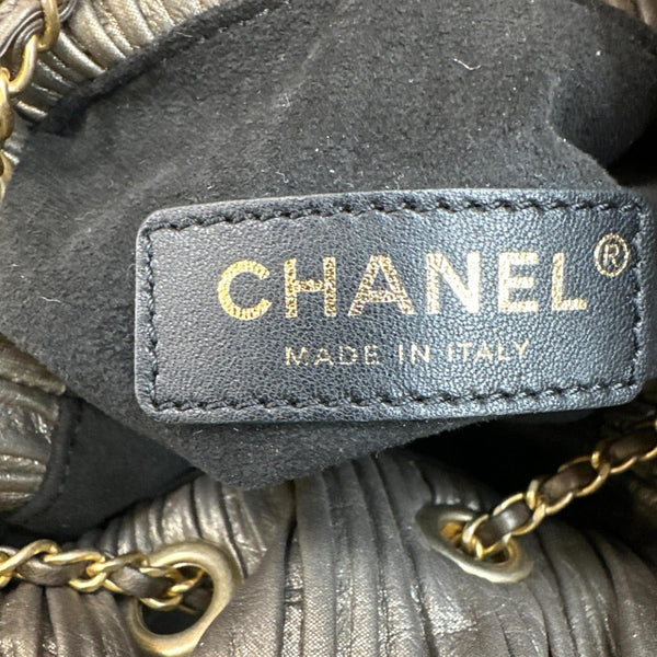 CHANEL Coco Pleats Leather Backpack Copper