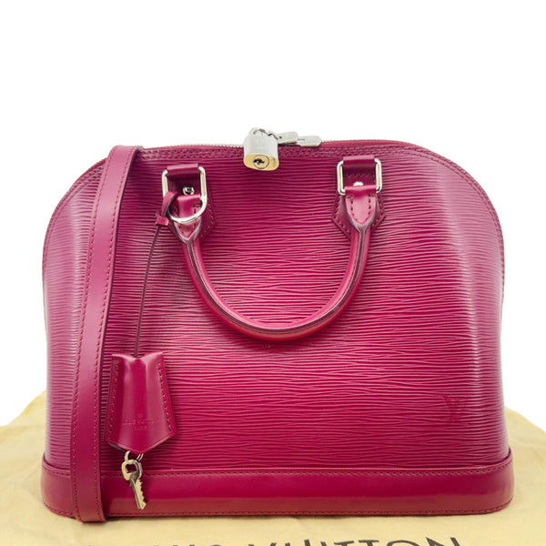 LOUIS VUITTON Alma PM Epi Leather Satchel Crossbody Bag Red