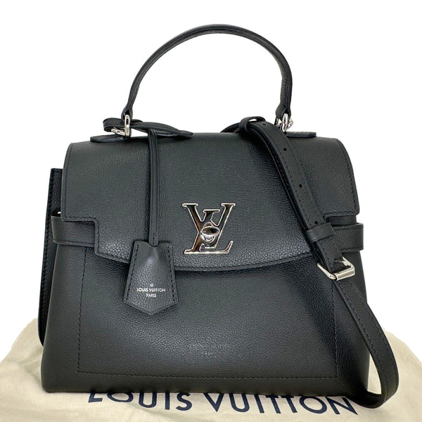 LOUIS VUITTON Lockme Ever BB pebbled Leather Shoulder Bag Black
