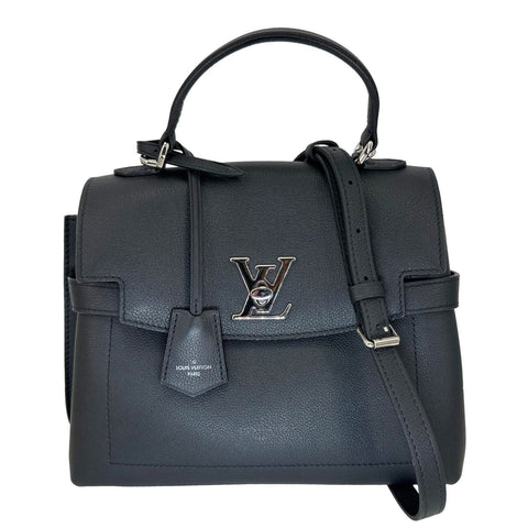 LOUIS VUITTON Lockme Ever BB pebbled Leather Shoulder Bag Black