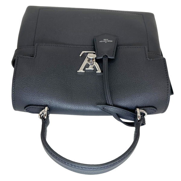 LOUIS VUITTON Lockme Ever BB pebbled Leather Shoulder Bag Black