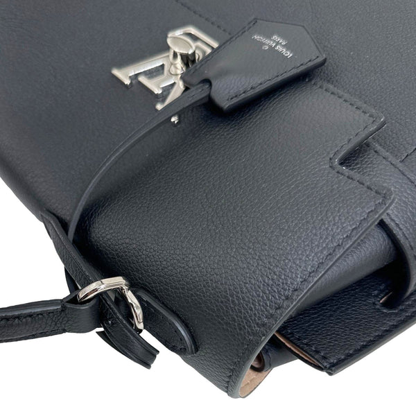 LOUIS VUITTON Lockme Ever BB pebbled Leather Shoulder Bag Black
