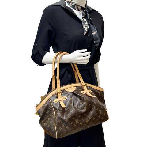 LOUIS VUITTON Tivoli GM Monogram Canvas Satchel Bag Brown
