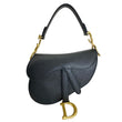 CHRISTIAN DIOR Saddle Mini Grained Calfskin Leather Shoulder Bag Black
