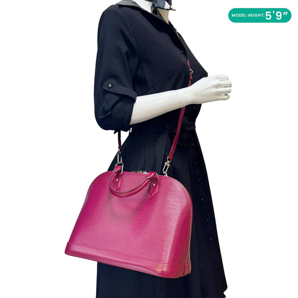 LOUIS VUITTON Alma PM Epi Leather Satchel Crossbody Bag Red