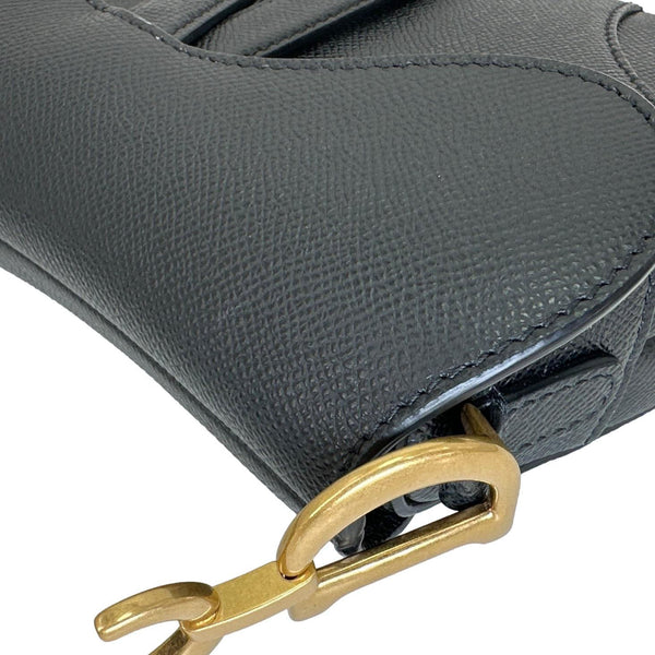 CHRISTIAN DIOR Saddle Mini Grained Calfskin Leather Shoulder Bag Black
