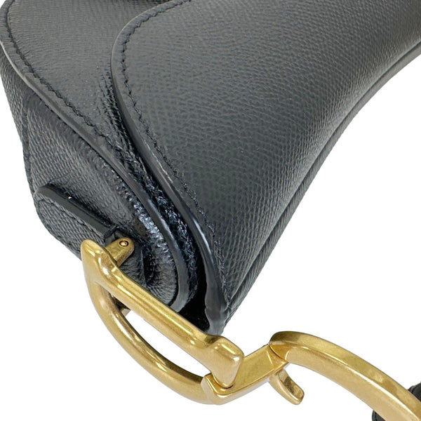 CHRISTIAN DIOR Saddle Mini Grained Calfskin Leather Shoulder Bag Black