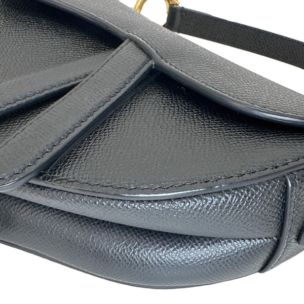 CHRISTIAN DIOR Saddle Mini Grained Calfskin Leather Shoulder Bag Black