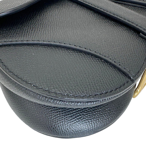 CHRISTIAN DIOR Saddle Mini Grained Calfskin Leather Shoulder Bag Black