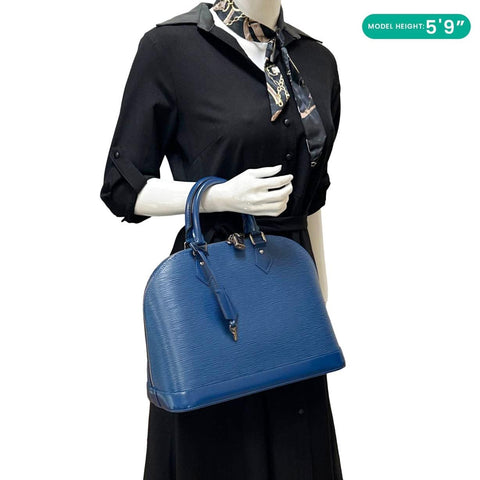 LOUIS VUITTON Alma  PM Epi Leather Satchel Crossbody Bag Blue