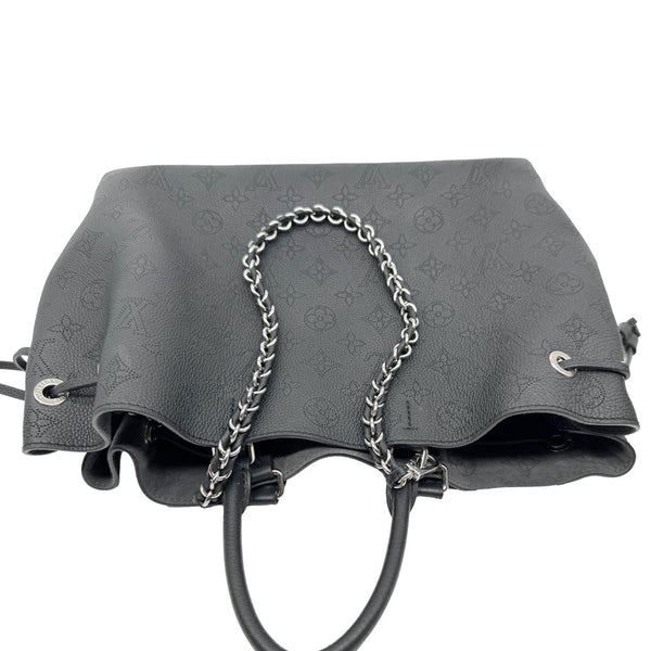 LOUIS VUITTON Bella Mahina Perforated Calf Leather Tote Shoulder Bag Black