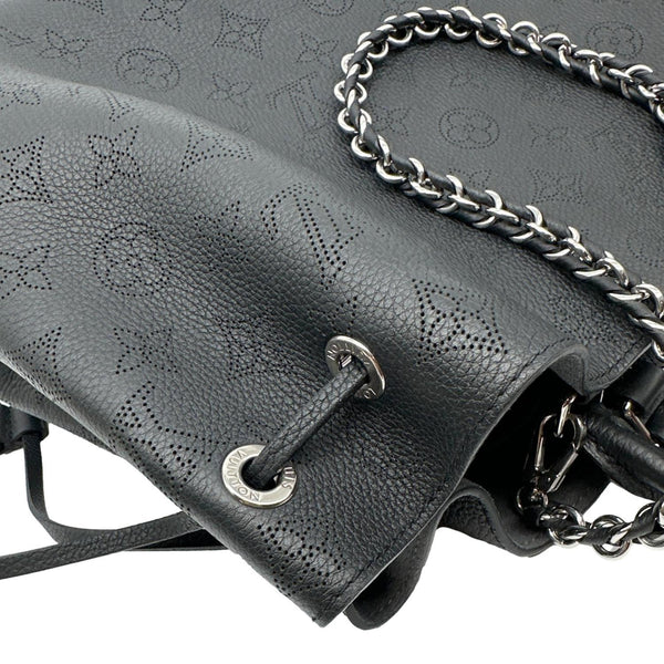 LOUIS VUITTON Bella Mahina Perforated Calf Leather Tote Shoulder Bag Black