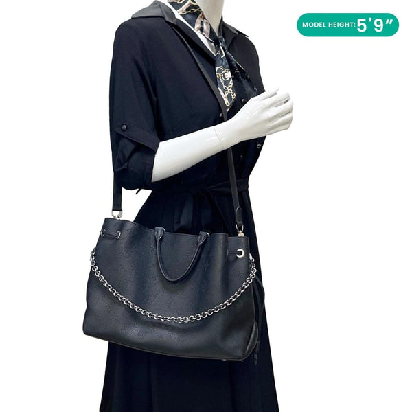 LOUIS VUITTON Bella Mahina Perforated Calf Leather Tote Shoulder Bag Black