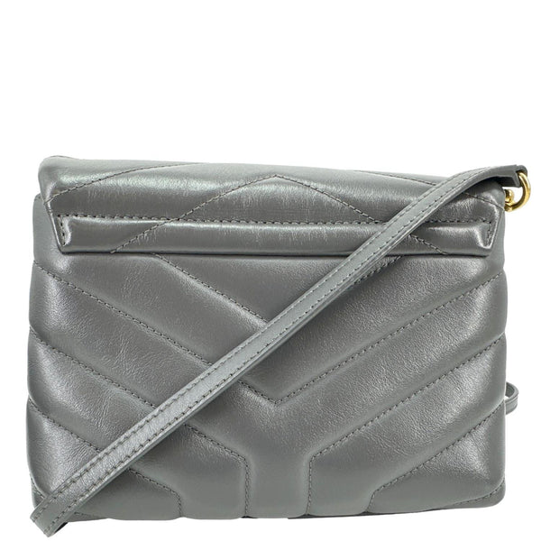 YVES SAINT LAURENT Loulou Toy Quilted Leather Crossbody Bag Grey