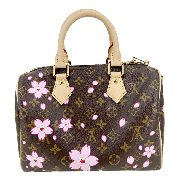 LOUIS VUITTON x TM Speedy 25 Bandouliere Blossom Monogram Canvas Shoulder Bag Cherry