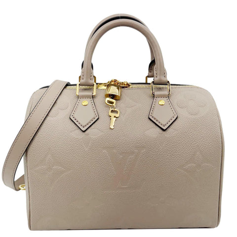 LOUIS VUITTON Speedy Bandouliere 25 Monogram Empreinte Shoulder Bag Beige
