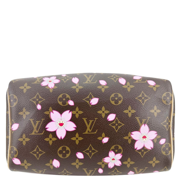 LOUIS VUITTON x TM Speedy 25 Bandouliere Blossom Monogram Canvas Shoulder Bag Cherry