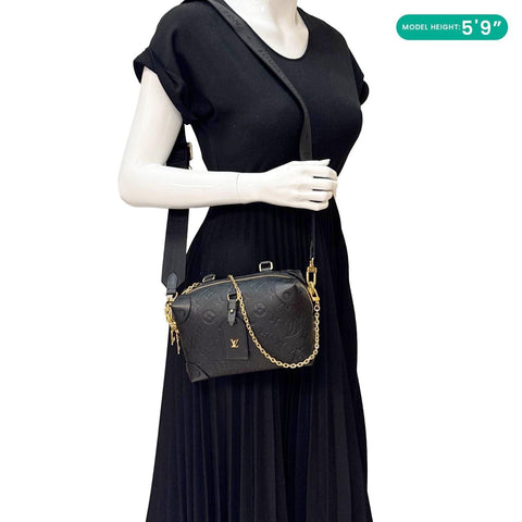 LOUIS VUITTON Petite Malle Souple Monogram Empreinte Shoulder Bag Black