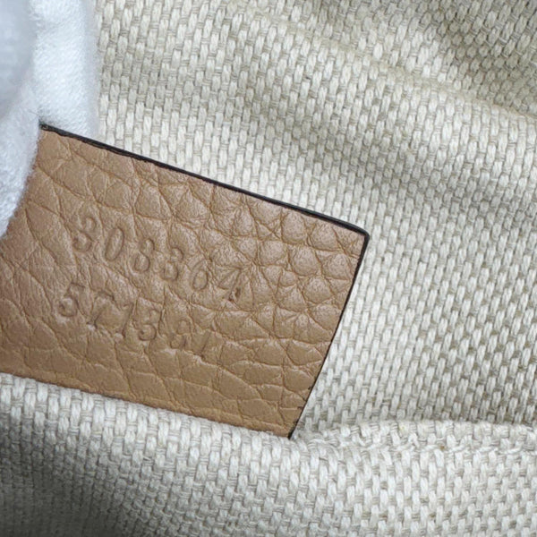 GUCCI Soho Disco Leather Camera Crossbody Bag Beige 308864
