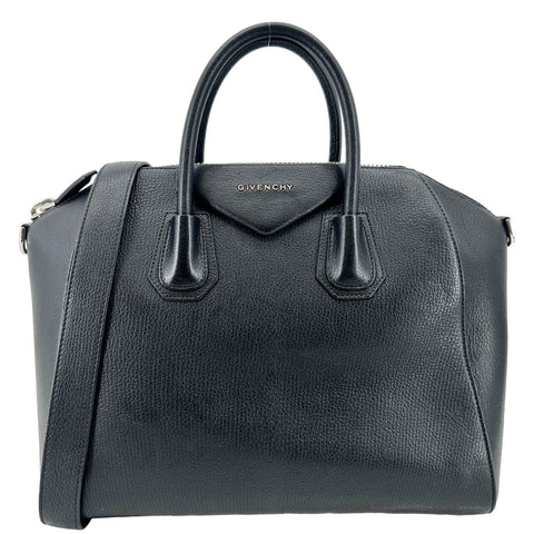GIVENCHY Antigona Leather Satchel Shoulder Bag Black
