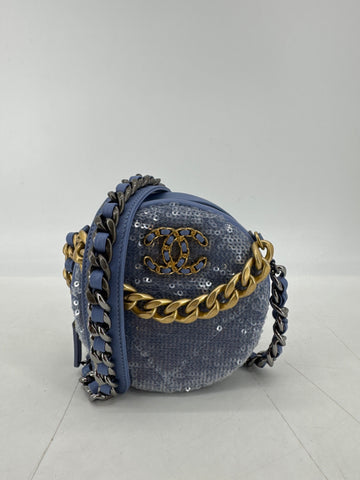 53694-SYB Chanel 19 Sequins Round Bag