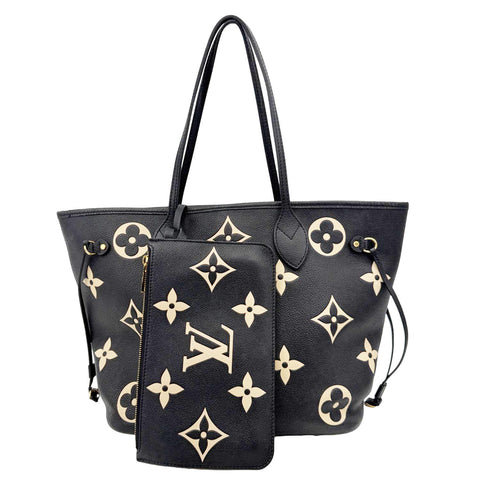 LOUIS VUITTON Neverfull MM Monogram Empreinte Leather Shoulder Bag Bicolor