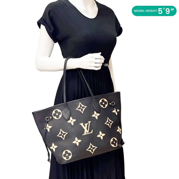 LOUIS VUITTON Neverfull MM Monogram Empreinte Leather Shoulder Bag Bicolor