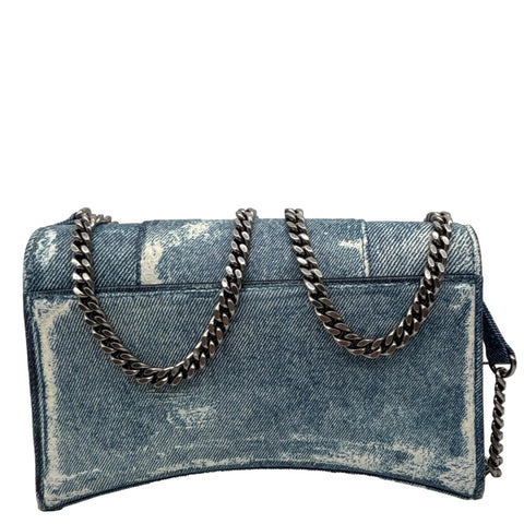BALENCIAGA Hourglass Denim Shoulder Bag Blue