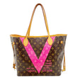 LOUIS VUITTON Neverfull MM V Monogram Canvas Tote Bag Brown