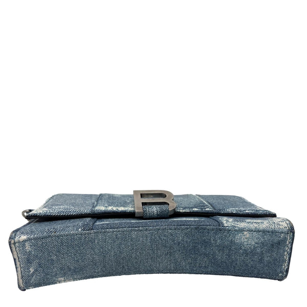 BALENCIAGA Hourglass Denim Shoulder Bag Blue
