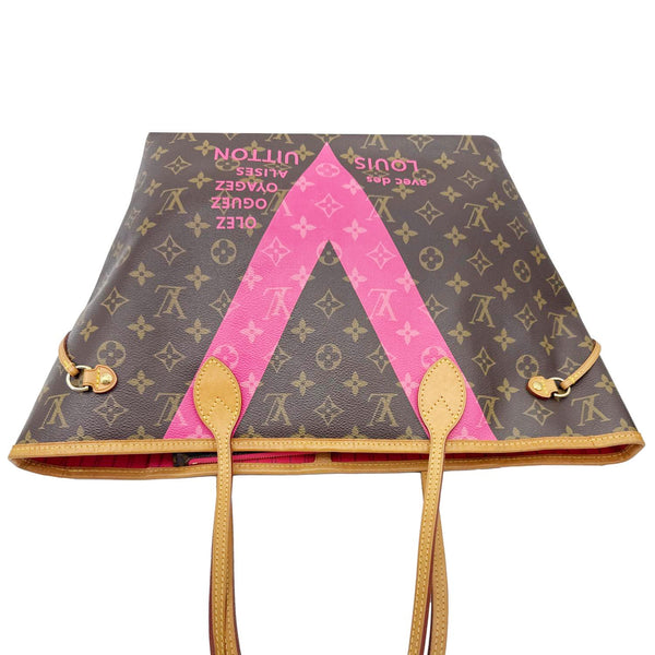LOUIS VUITTON Neverfull MM V Monogram Canvas Tote Bag Brown