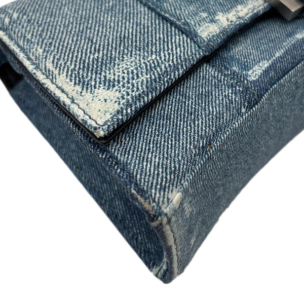 BALENCIAGA Hourglass Denim Shoulder Bag Blue