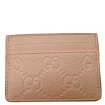 GUCCI GG Emblem Embossed Leather Card Holder Pink 815883